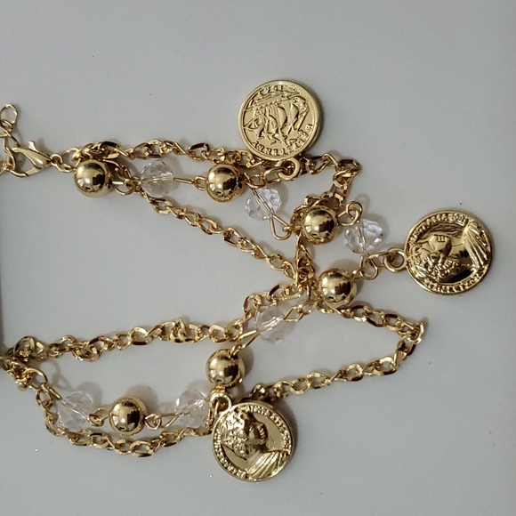 Fashion Gold Tone Casual Coin Women Girl Bracelet - Picture 3 of 7
